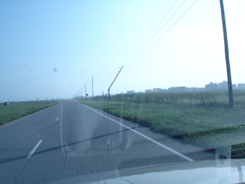 Damaged electric pole after Hurricane Rita