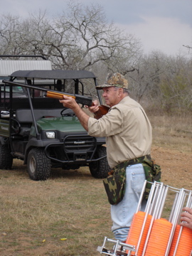 Don warming up at the clay pigeon range