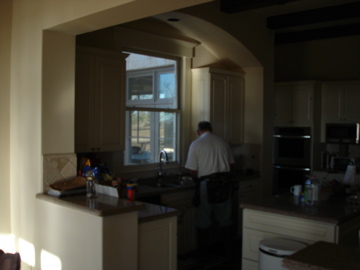 Don preparing breakfast after the morning hunt