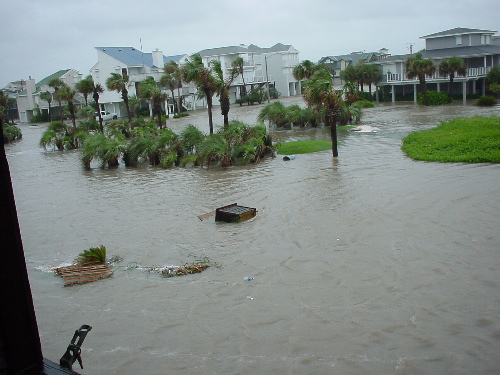 Floodwater along Buccaneer Boulevard during Claudette