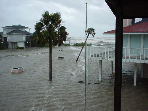 Floodwater viewed from the front door